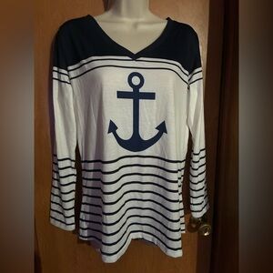 Nautical Striped Anchor Top Size Medium Cruise Wear
